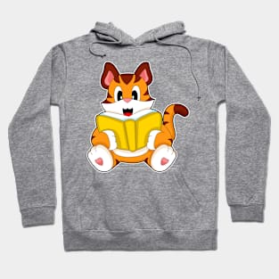 Tiger Reading Book Hoodie